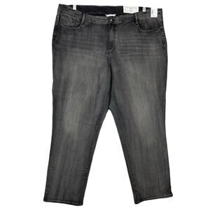 NWT CJ BANKS Jeans Women 24W Gray Straight Shaped Fit Mid Rise Missy Perfect